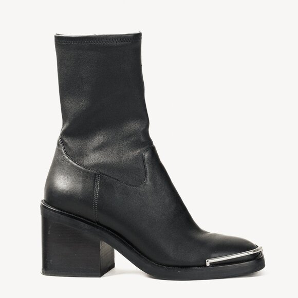 Alexander Wang Hailey Black Stretch Nappa Halo Boots - Picture 1 of 11